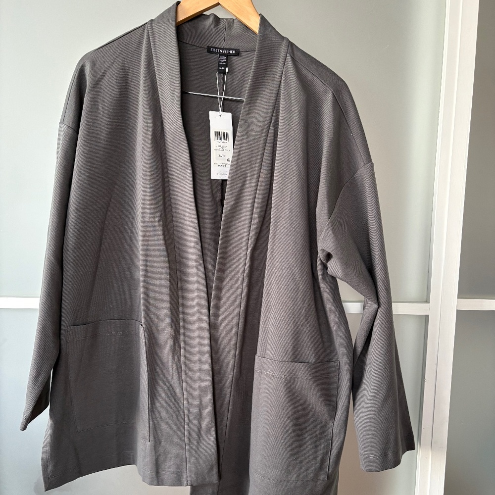 Eileen Fisher Slate High Collar Jacket NWT Sz XL